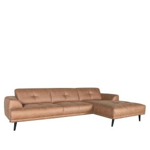 Bank Salerno 2,5-Zits + Chaise Longue Cognac Microvezel 2