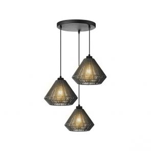 Hanglamp Ibiza Diamond 3-Lichts Zwart Jute 30x30x150 Cm Perspectief