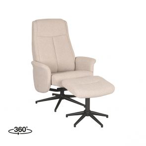 Recliner Chair Bergen + Footstool 77x76x105 cm