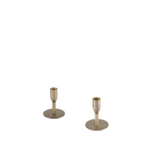 Set Kandelaars 8x8x13 Cm Antiek Goud Metaal Perspectief1